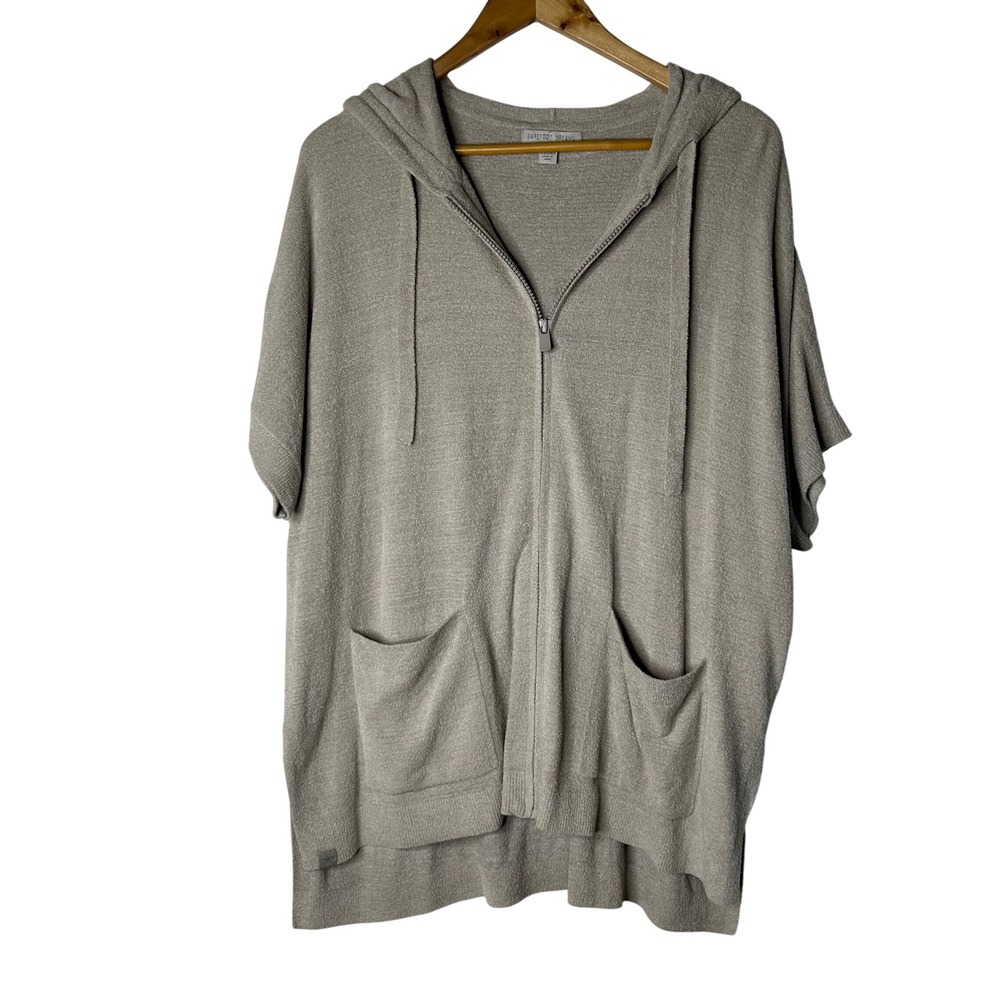 Barefoot Dreams‎ Cardigan Sz XXS XS Cozy Chic Ultra Lite Short Sleeve Zip Hoodie
